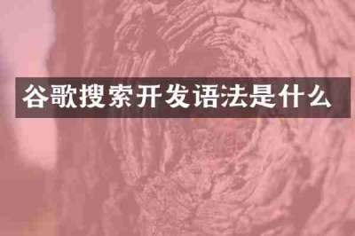 谷歌搜索开发语法是什么
