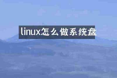 linux怎么做系统盘