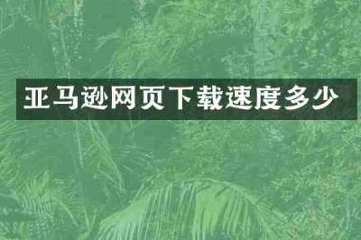 亚马逊网页下载速度多少
