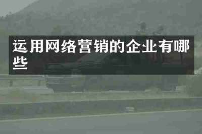 运用网络营销的企业有哪些