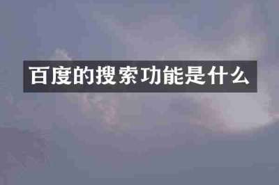 百度的搜索功能是什么