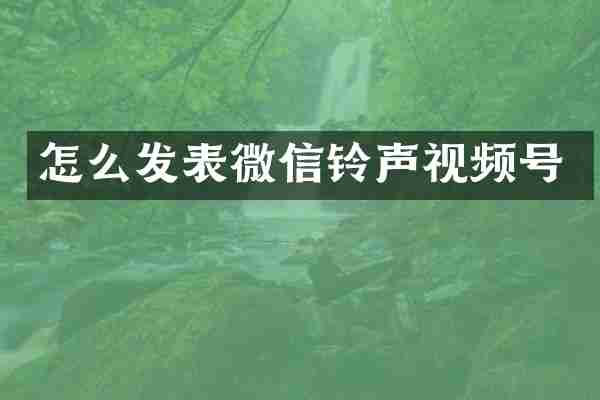 怎么发表微信铃声视频号