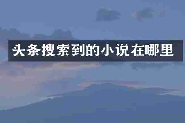 头条搜索到的小说在哪里