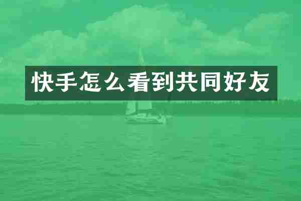 快手怎么看到共同好友