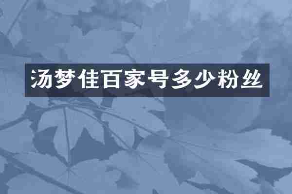 汤梦佳百家号多少粉丝