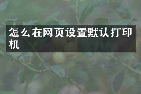怎么在网页设置默认打印机