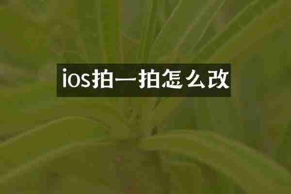 ios拍一拍怎么改