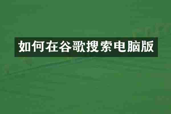 如何在谷歌搜索电脑版