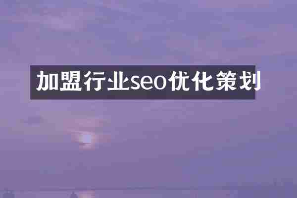 加盟行业seo优化策划