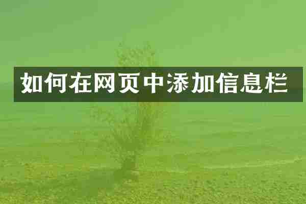 如何在网页中添加信息栏