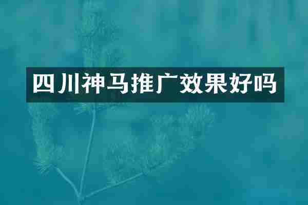 四川神马推广效果好吗