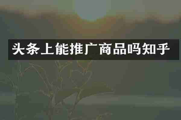 头条上能推广商品吗知乎