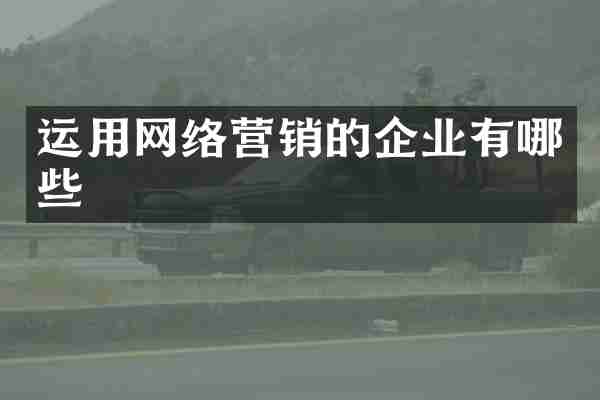 运用网络营销的企业有哪些