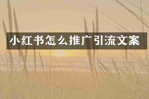 小红书怎么推广引流文案