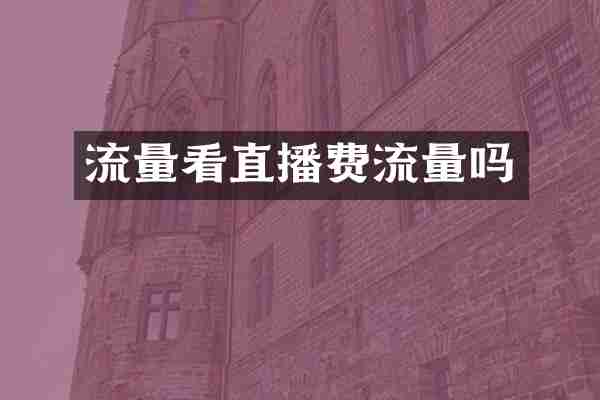 流量看直播费流量吗