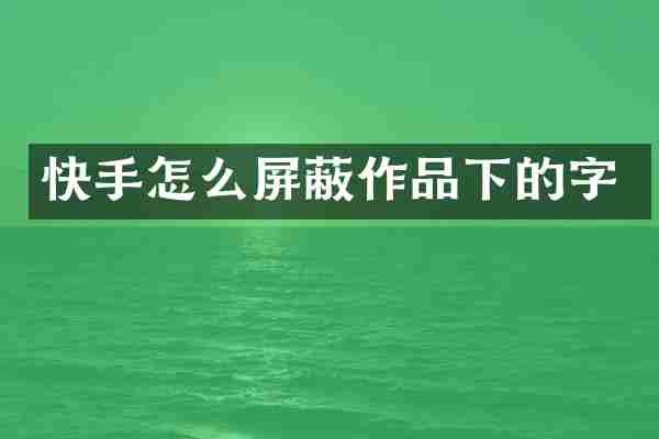 快手怎么屏蔽作品下的字