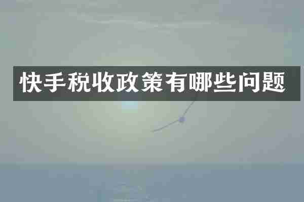 快手税收政策有哪些问题