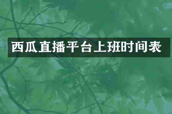 西瓜直播平台上班时间表