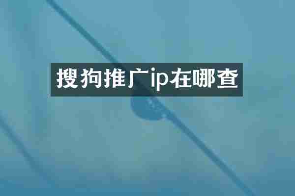 搜狗推广ip在哪查