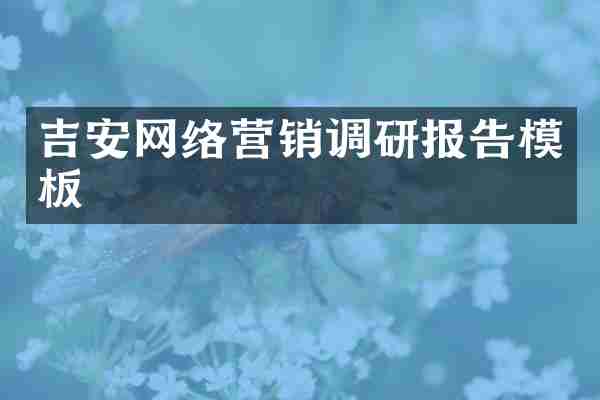 吉安网络营销调研报告模板