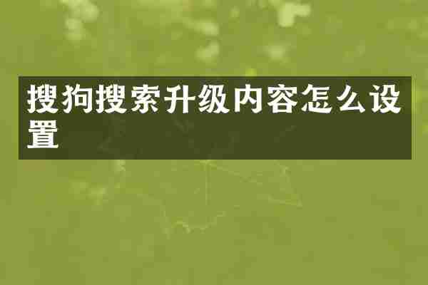 搜狗搜索升级内容怎么设置