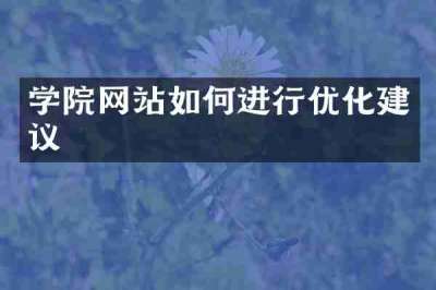 学院网站如何进行优化建议
