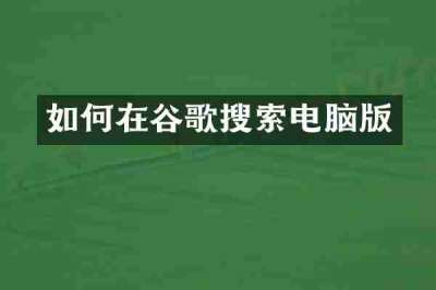 如何在谷歌搜索电脑版
