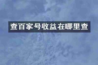 查百家号收益在哪里查