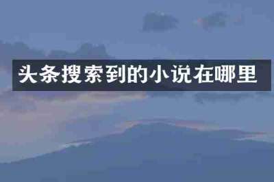 头条搜索到的小说在哪里