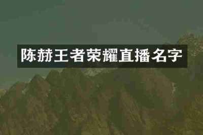 陈赫王者荣耀直播名字