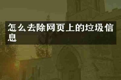 怎么去除网页上的垃圾信息