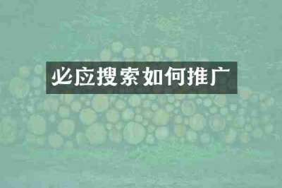 必应搜索如何推广