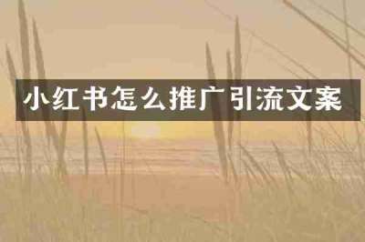 小红书怎么推广引流文案