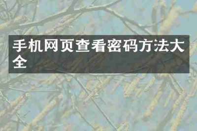 手机网页查看密码方法大全