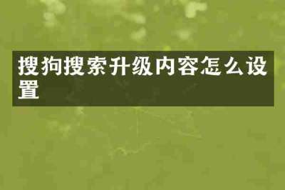 搜狗搜索升级内容怎么设置