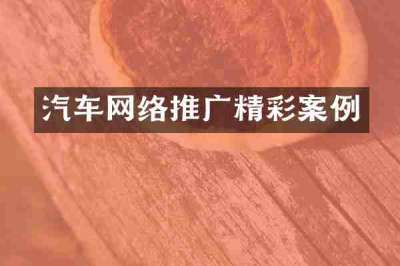 汽车网络推广精彩案例