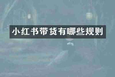 小红书带货有哪些规则