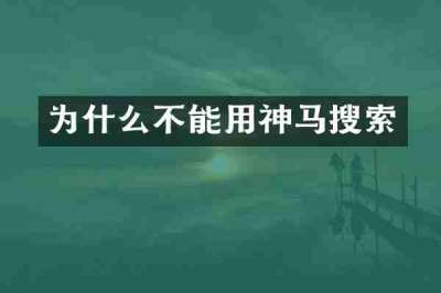为什么不能用神马搜索