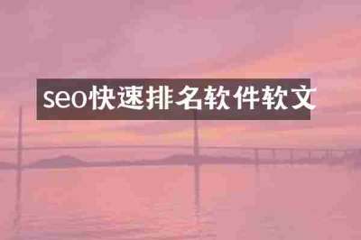 seo快速排名软件软文