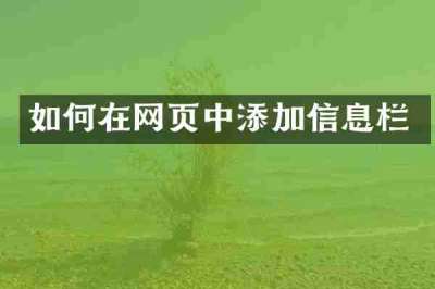 如何在网页中添加信息栏