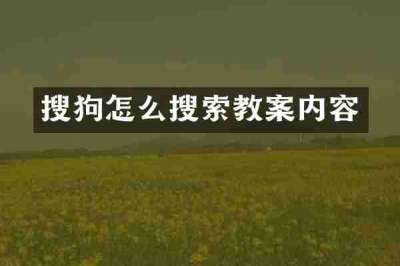 搜狗怎么搜索教案内容