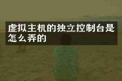 虚拟主机的独立控制台是怎么弄的