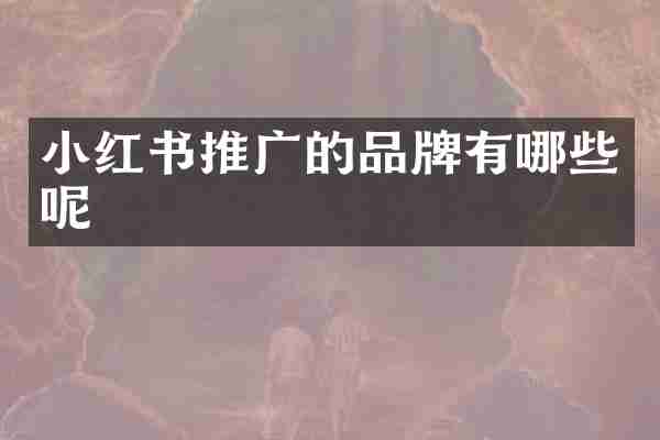 小红书推广的品牌有哪些呢