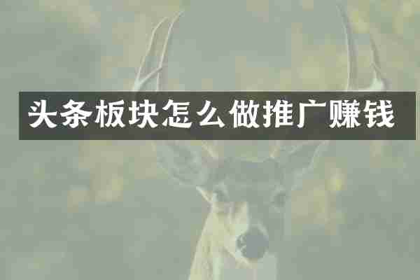 头条板块怎么做推广赚钱