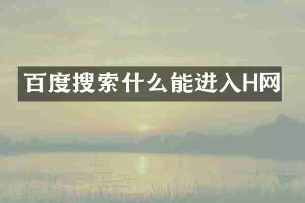 百度搜索什么能进入H网