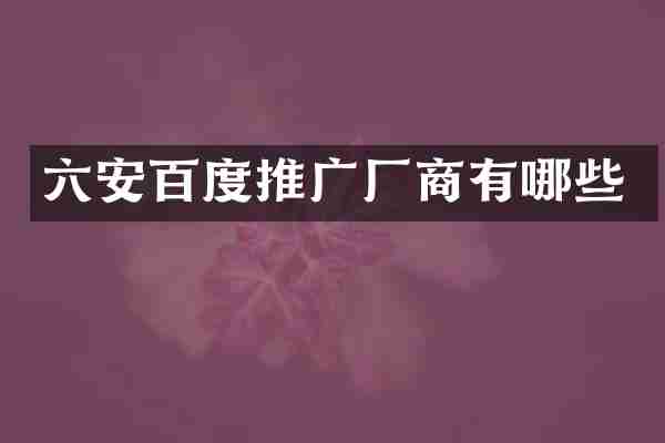 六安百度推广厂商有哪些