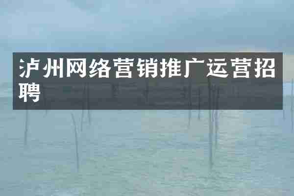 泸州网络营销推广运营招聘