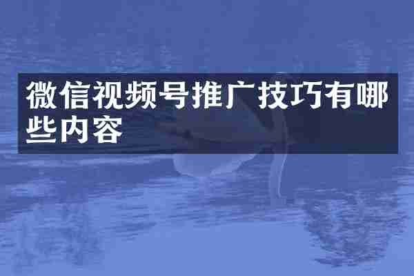 微信视频号推广技巧有哪些内容