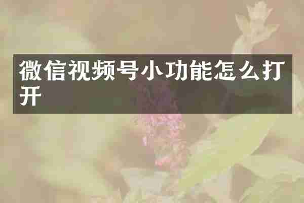 微信视频号小功能怎么打开