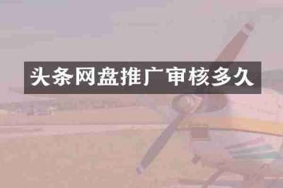头条网盘推广审核多久